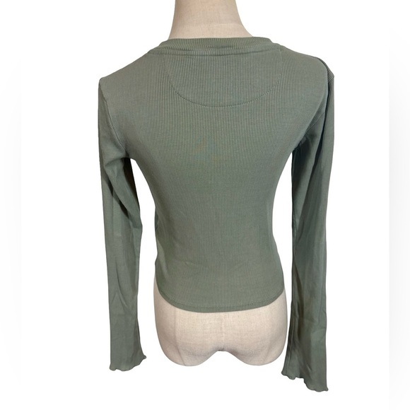 Maria Stanley Pierce Cropped Ribbed Long Sleeve Top in Celadon- Still Selling - Picture 7 of 13